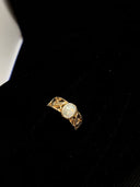 Vintage White Opal Solitaire Ring  14k  Gold Filigree Wt4.1 Size 5.5 #54