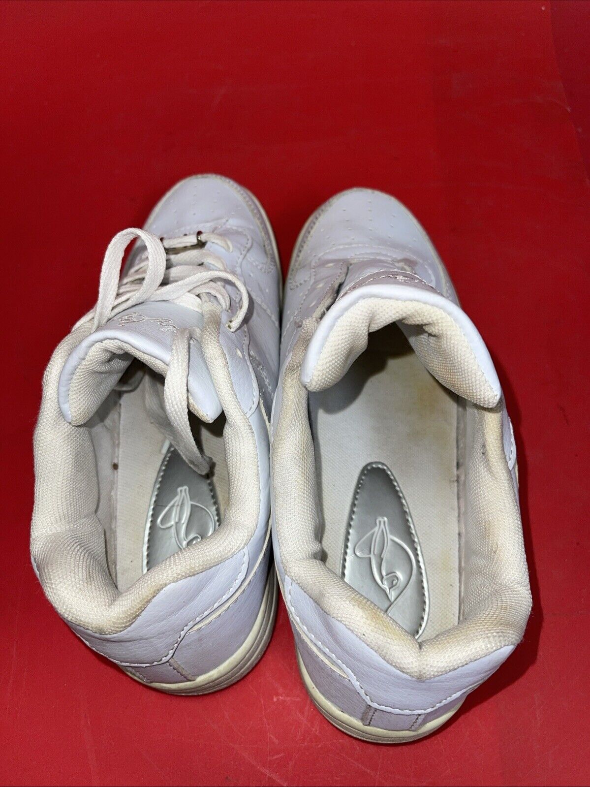 Baby Phat White Leather Sneakers Shoes w Jewel Embellishment Womens Size 8