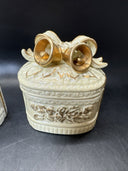 Vintage Trinket Box With Bow And Bells And Gold Accents/ Lot Of 2