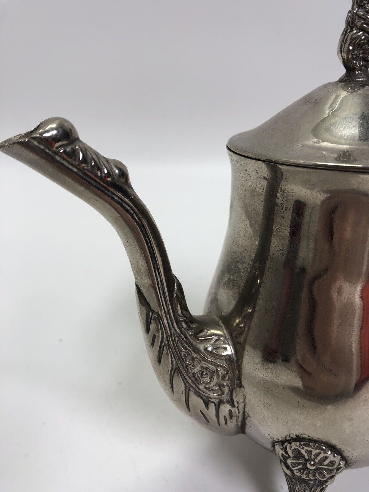 Antique Silverplate Coffee/Tea Pot Footed Hinged Lid - Pretty