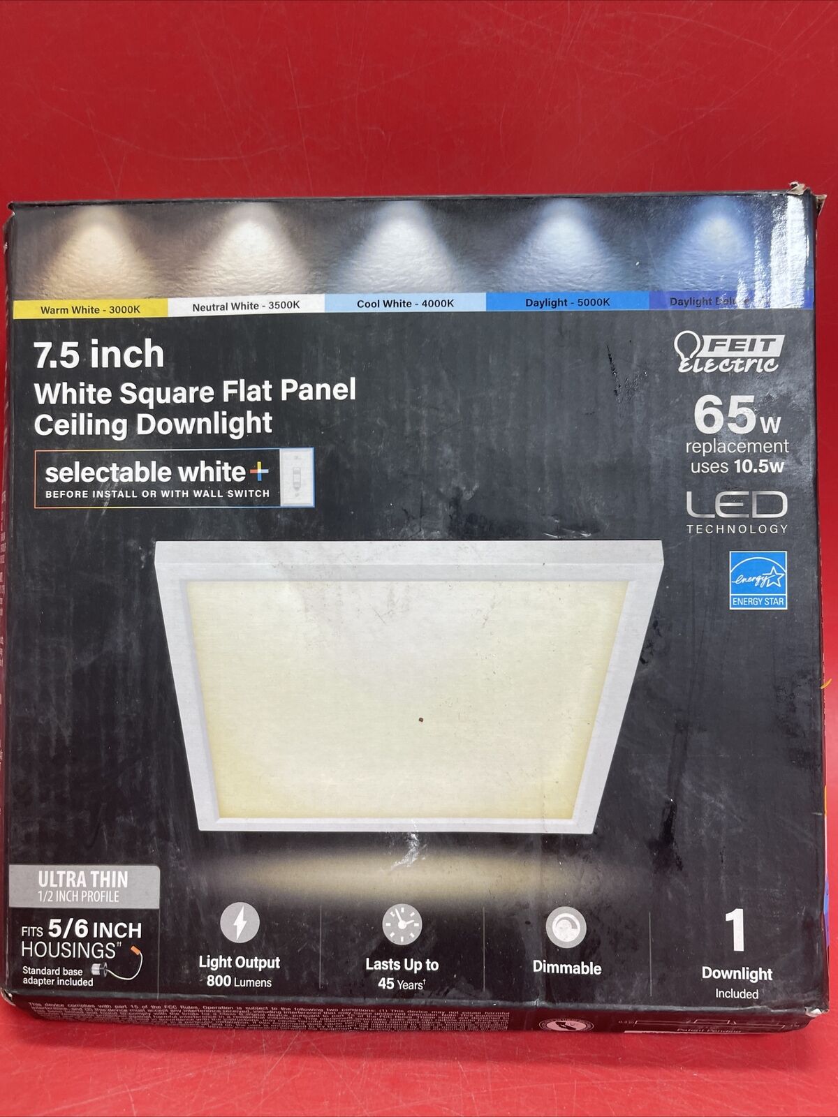 Feit Electric White Square Flat Panel Ceiling Diwnlight