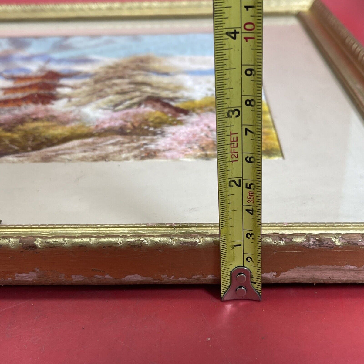 Vintage Silk Embroidered picture Japanese Landscape frame