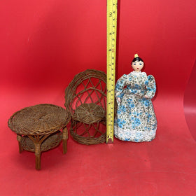 Vintage Doll Furniture Wicker Rattan Patio