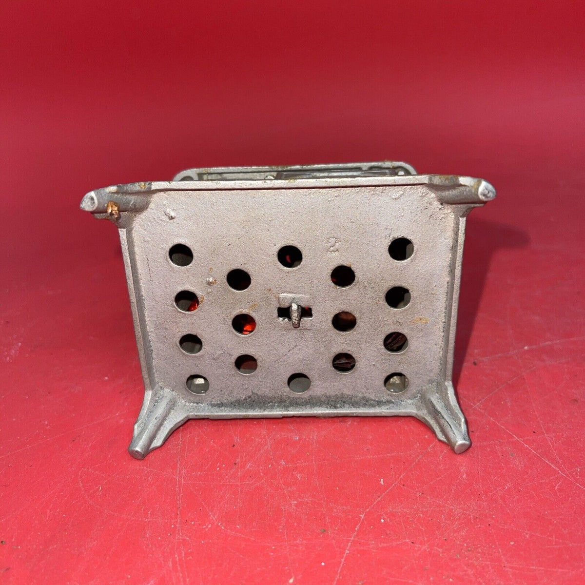 Vtg Star Miniature Cast Iron Cookstove 4x3 Dollhouse Sample Wood Burning Stove