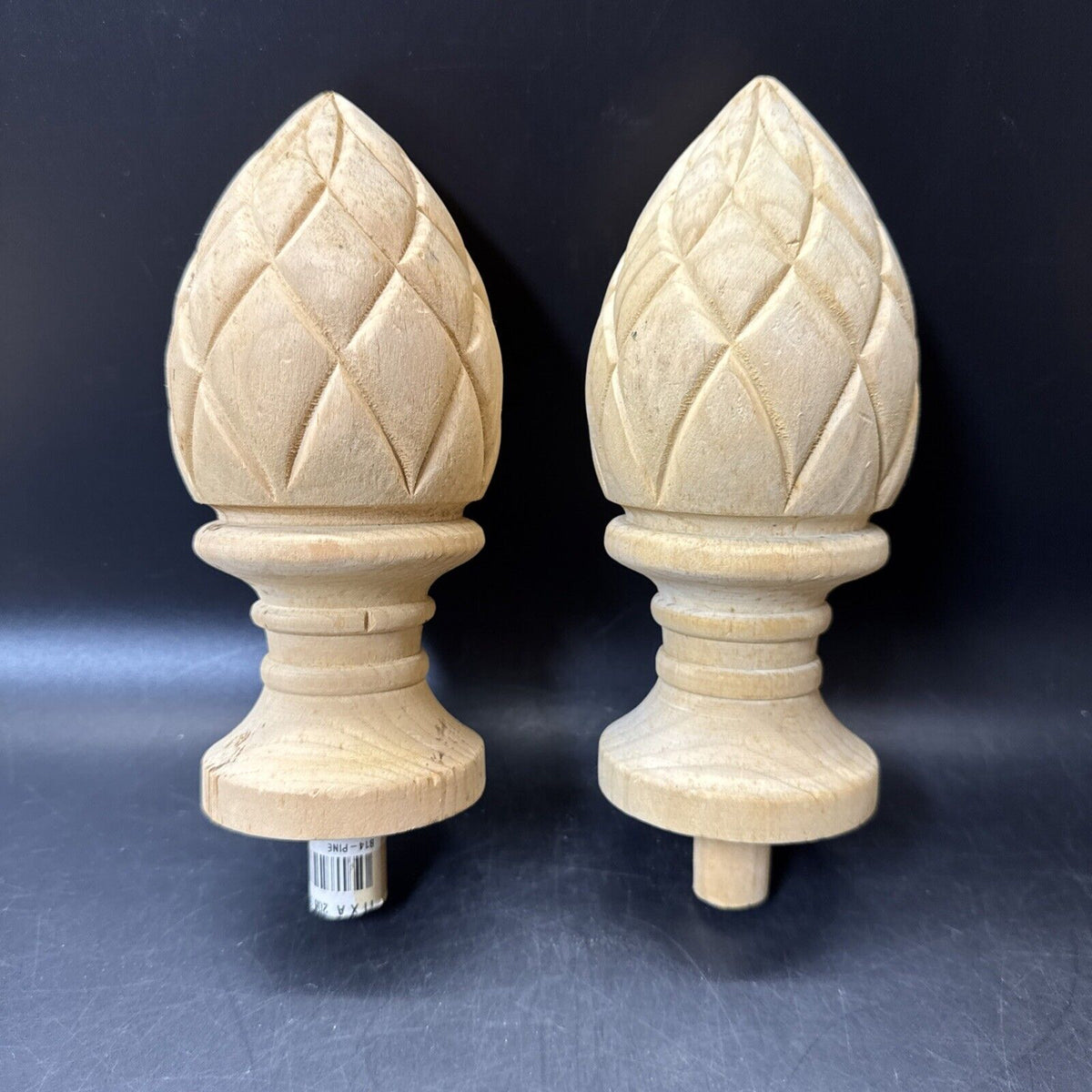 Willamsport Spiral Finial 8x3”, Wooden/ Set Of 2