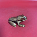Vintage Cast Iron Frog Match Stick Holder Trinket Box 4"