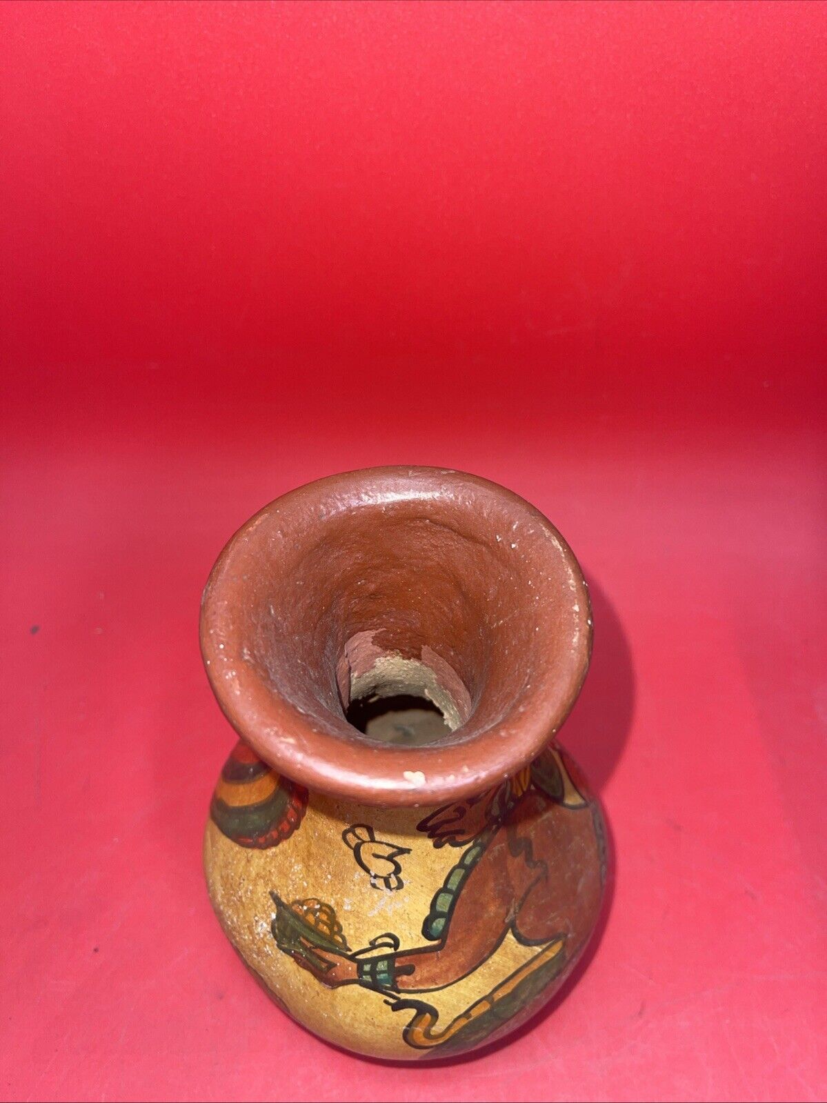 Vintage Hand Painted Aztec Mayan Tribal Art Vases Lot 3