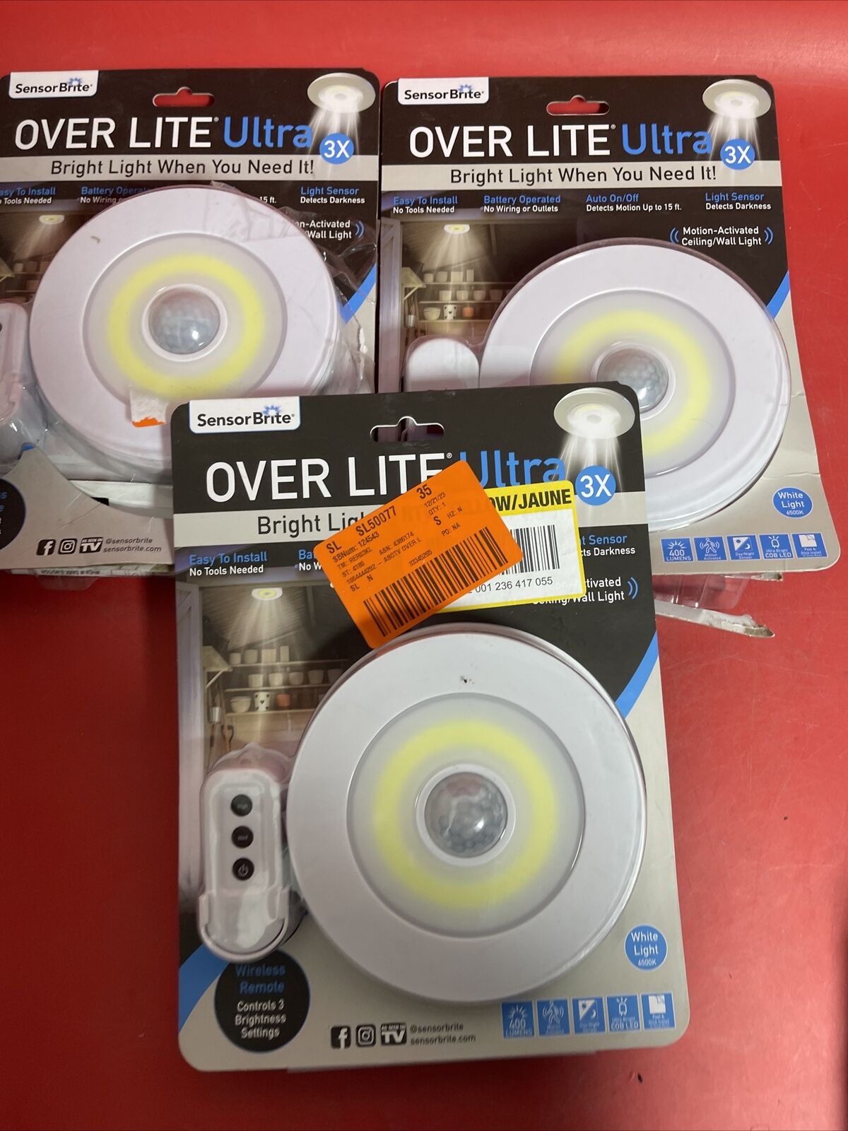 ( 3 Pack) Over Lite- Sensor Brite Overhead Motion Lot of 3