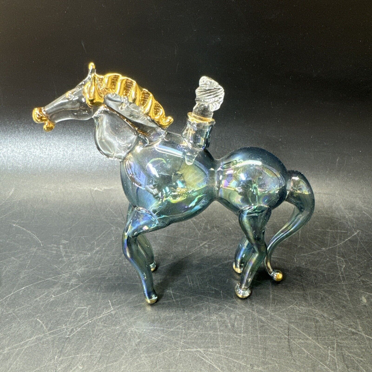 Vintage Hand Blown Glass Horse Perfume Bottles/ Lot Of 3