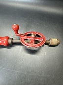 Antique Newton Yankee Style Crank Ratcheting Hand Drill with Wooden Handle