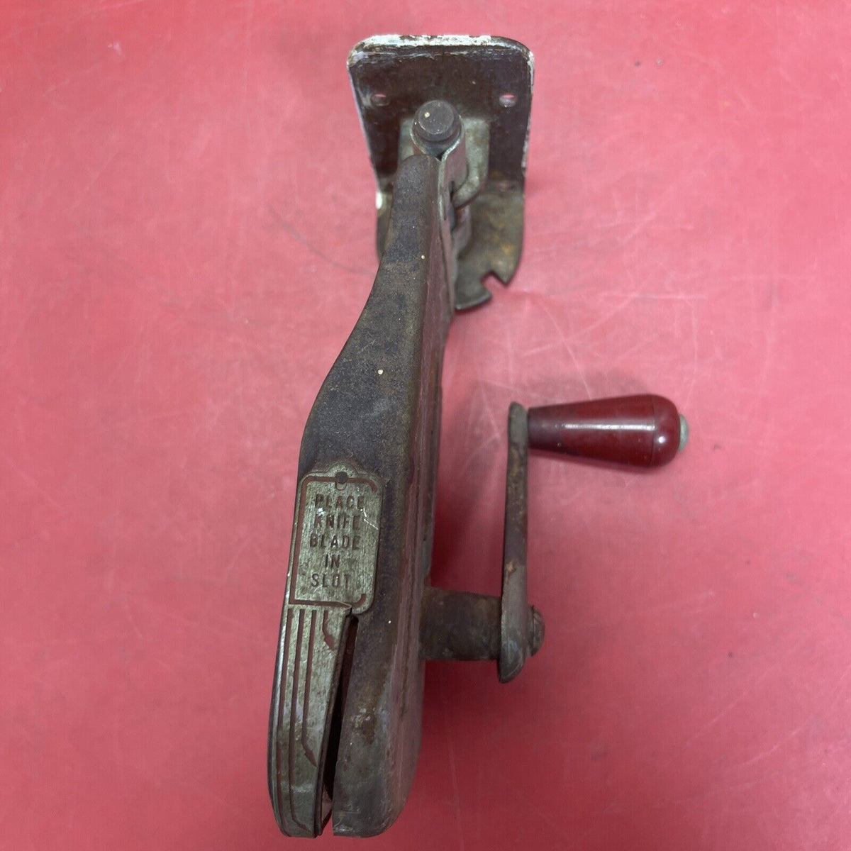 Vintage Swing-A-Way knife sharpener and can opener with wall-mount, Original.