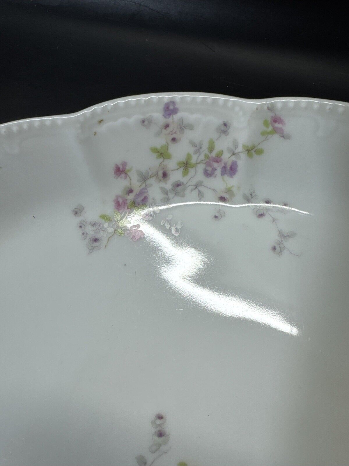 Bassett Limoges Serving Platter Oval White Pink Roses 16”/ Austria