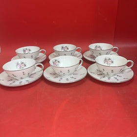 Harmony House Fine China Rosebud Pattern Japan Lot 6 Tea Cup & 6 Saucer