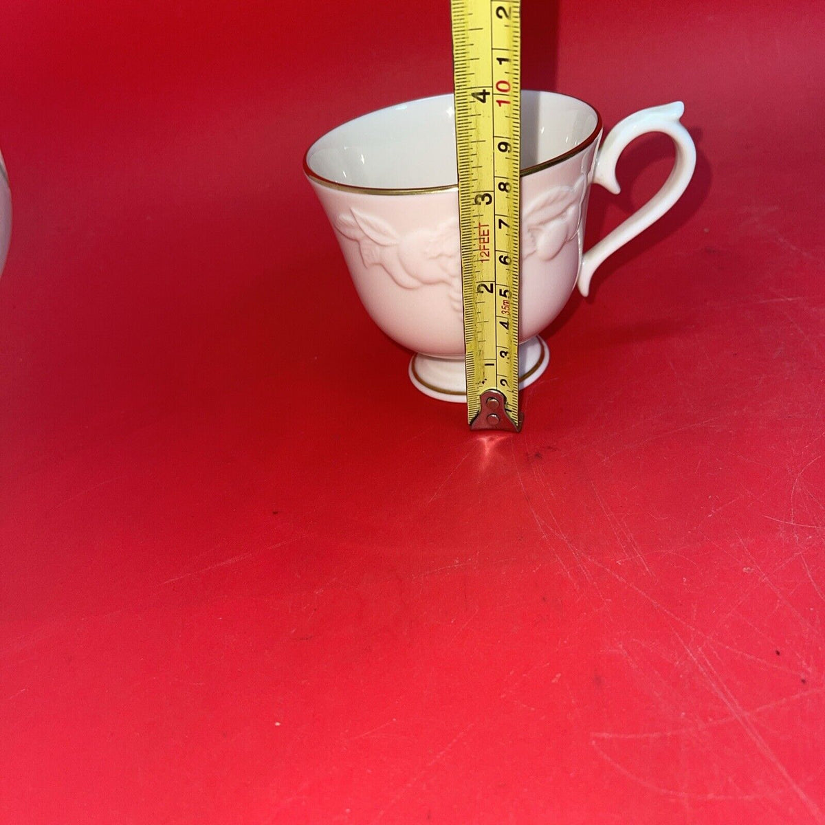 Lenox Fruits Of Life Tea 4 Cups & 3 Saucers, Creamer, Gold Trim