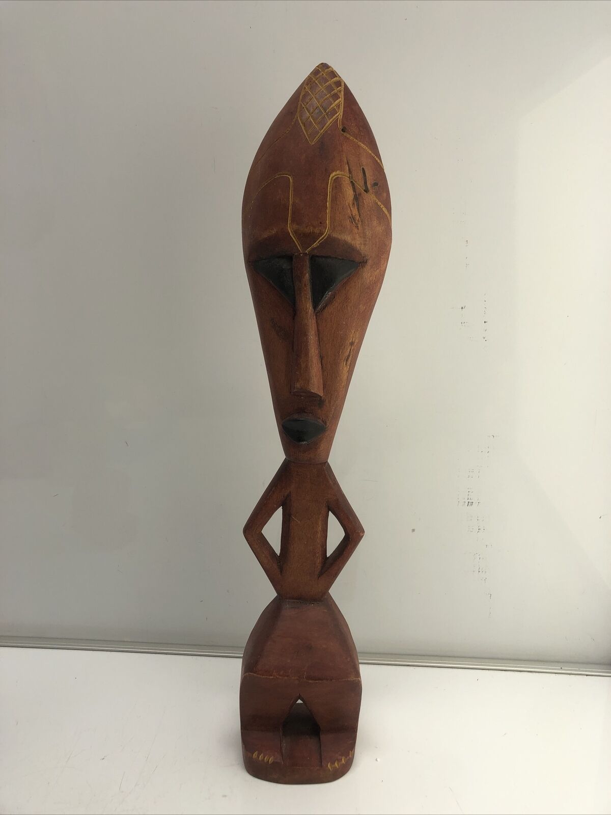 Pair Of Two Odd Wood Sculptures Figures  vintage Hand Crafted