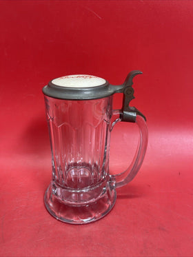 Vintage Boothby’s Germany glass stein pewter lid barware Drink