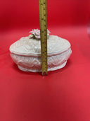 Porcelain Embossed Trinket Box Lidded Roses