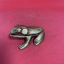 Vintage Cast Iron Frog Match Stick Holder Trinket Box 4"