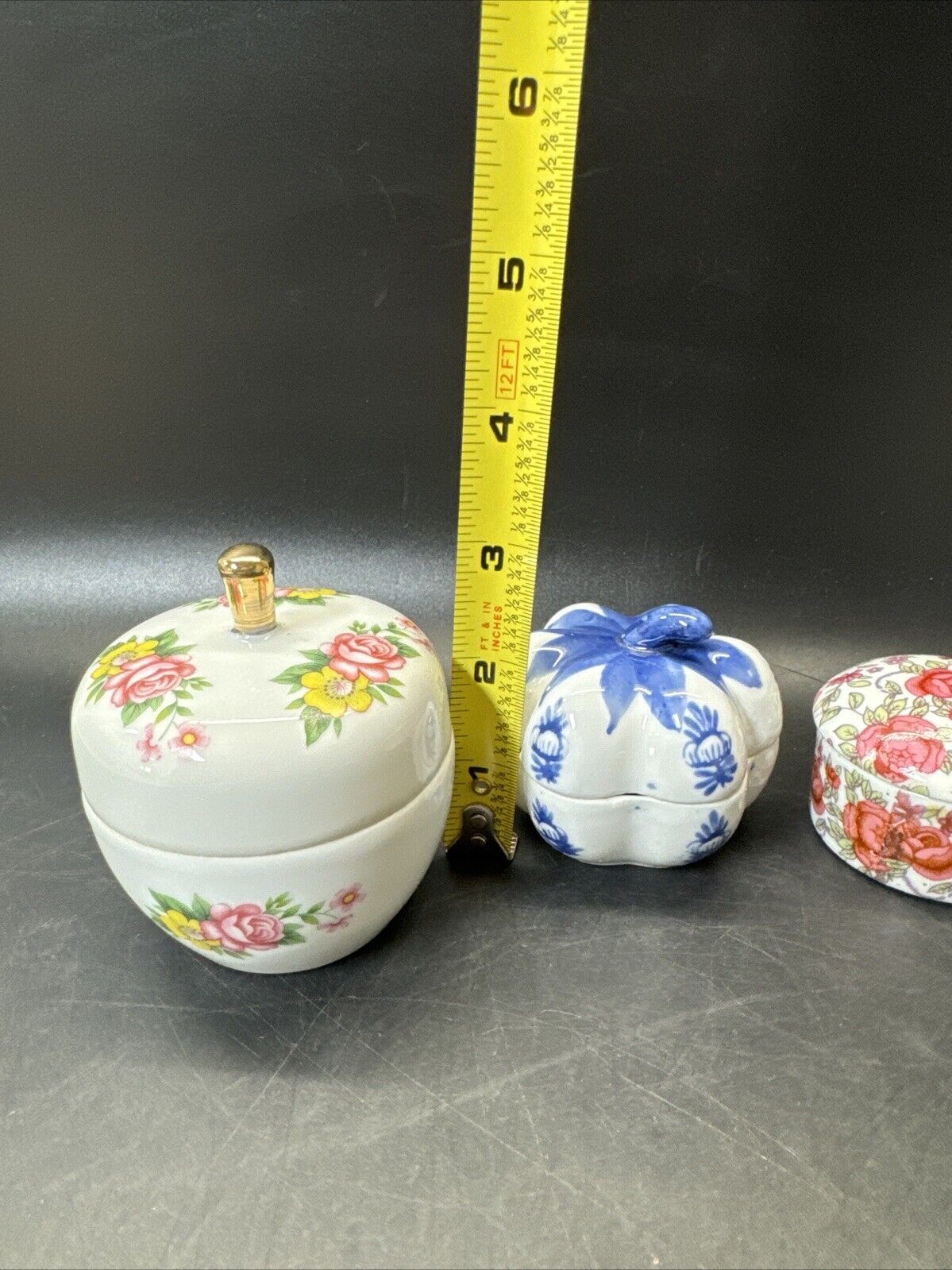Vintage Ceramic Porcelain Trinket Dish with Lid/ Lot Of 4