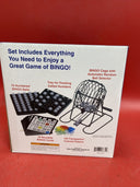 NEW!! BINGO GAME SET Metal Cage W/Plastic Masterboard 75 Numbered BINGO Balls 