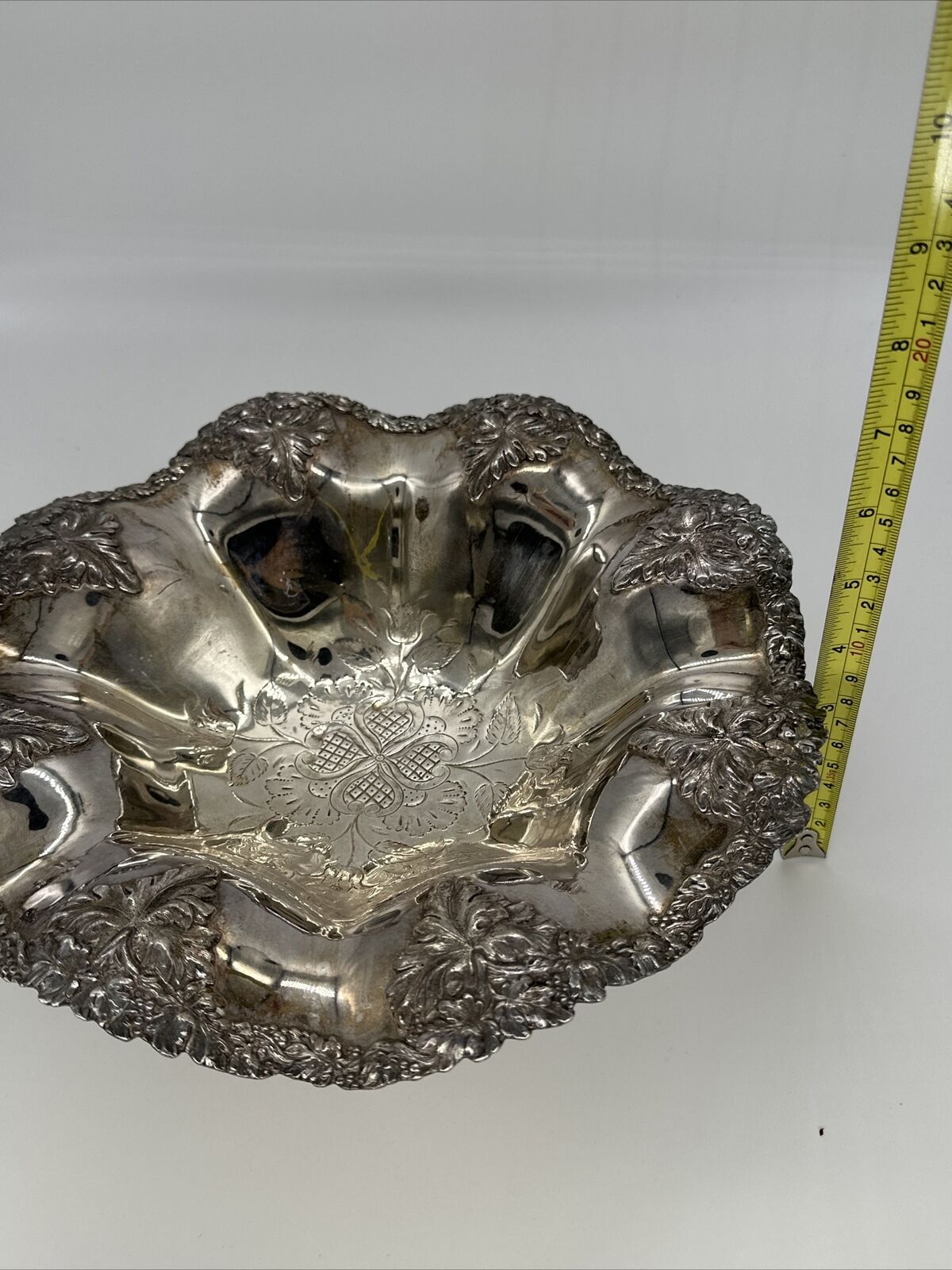 Silverplate Footed Bowl Scalloped Serving Dish