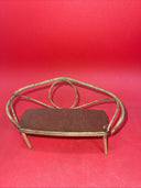 Vintage Rattan Brown Velveteen Doll Furniture Suite