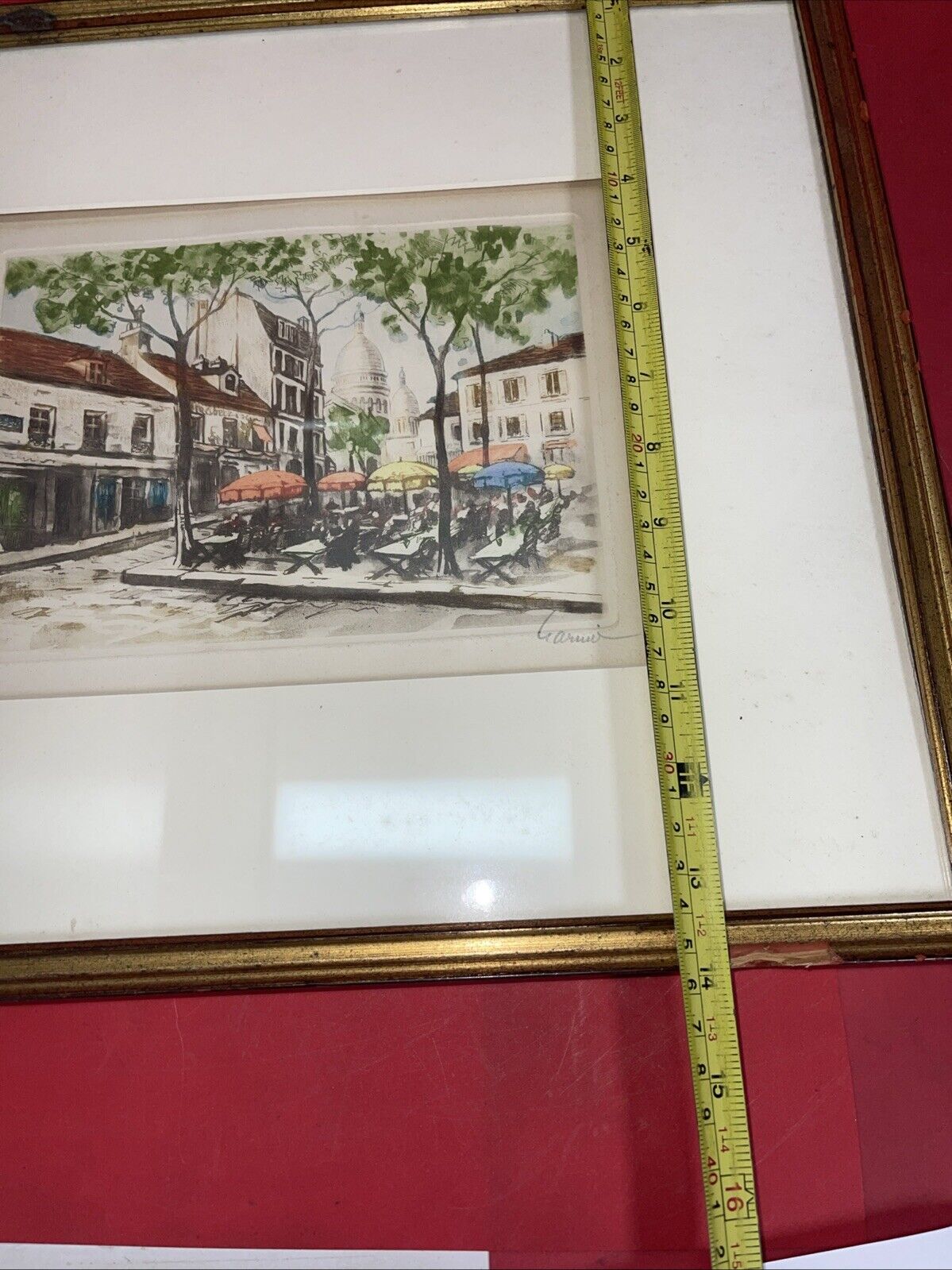 European Scene Framed Artist Print Signed Outdoor Street Cafe
