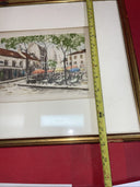 European Scene Framed Artist Print Signed Outdoor Street Cafe