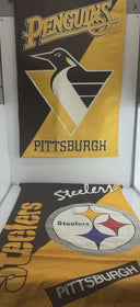PITTSBURGH STEELERS PENGUINS HOCKEY FOOTBALL BANNER, 43" X 28" Made In USA