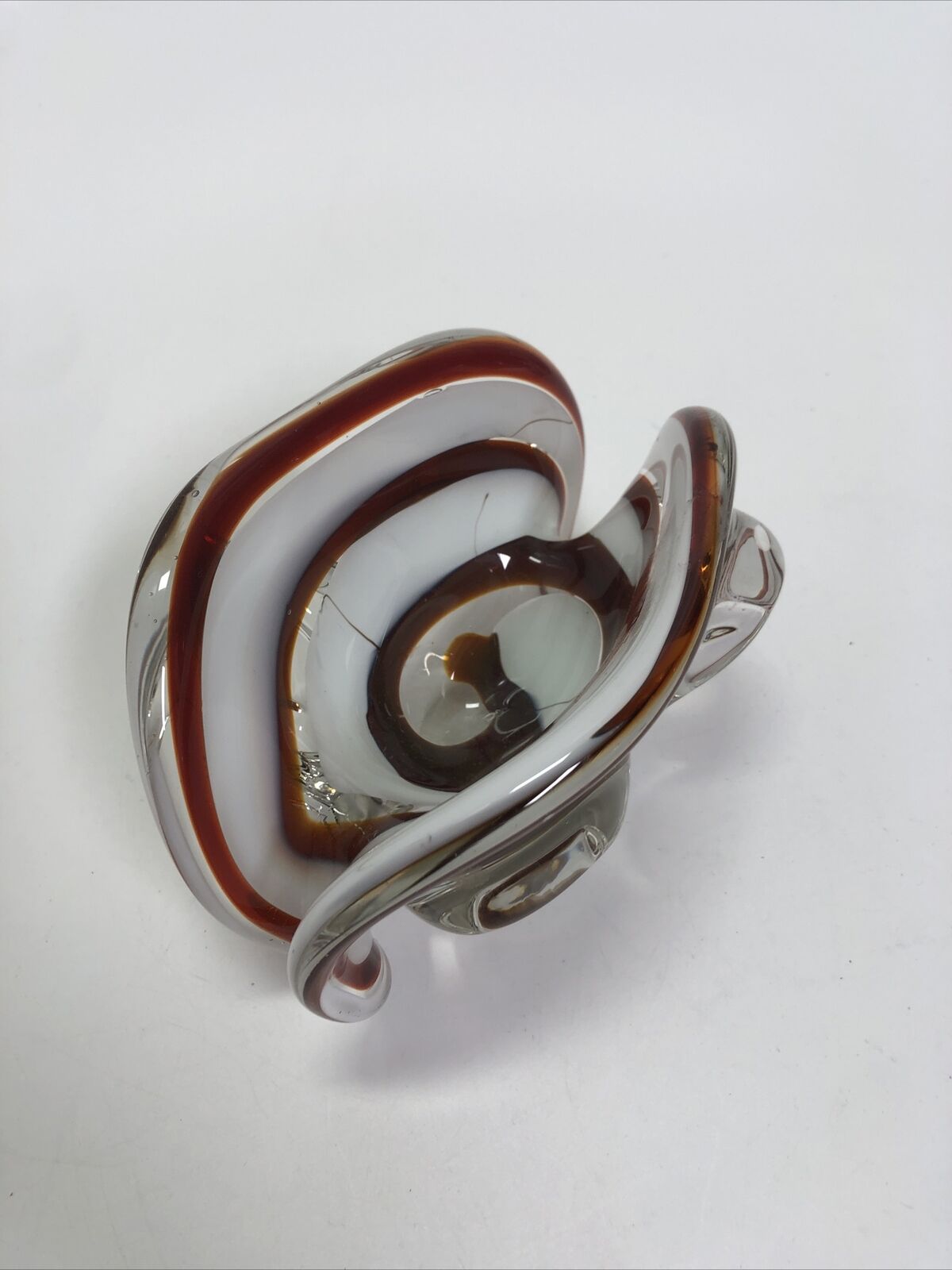 MURANO GLASS GEODE FREEFORM SMOKE AND CLEAR BOWl