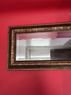 Vintage Art Deco Wall Mirror with Gilt, Wood Frame 20"x8