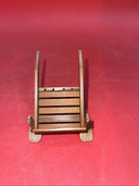 Vintage Miniature Dollhouse Brown Wood Porch Swing Bench Seat w/ Chains Armchair