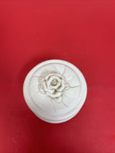 Ceramic trinket boxes, round and heart shaped, with rose, matte finish.Lot2