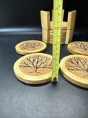 MODERN BAMBOO CORK TREE DESIGN SET OF 8 TABLE COASTERS