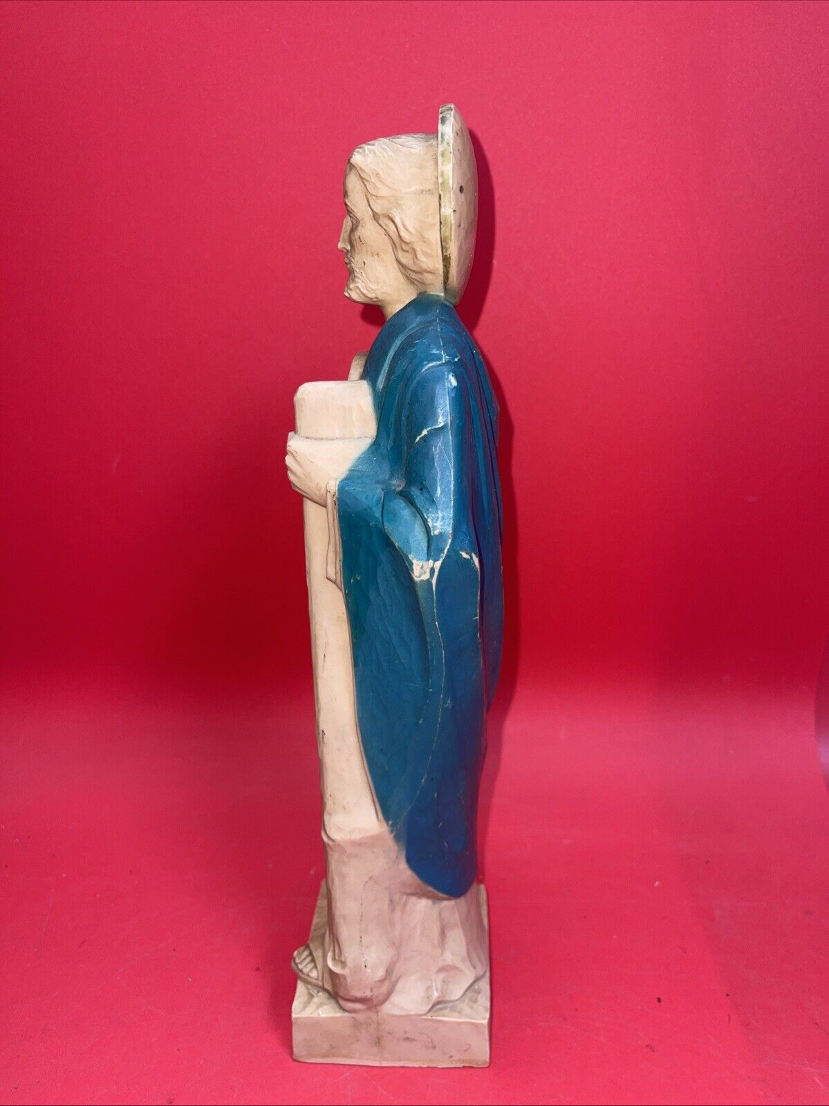 Vintage St. Jude Patron Saint Statue of Lost Causes 12.5" Hard Plastic Figurine