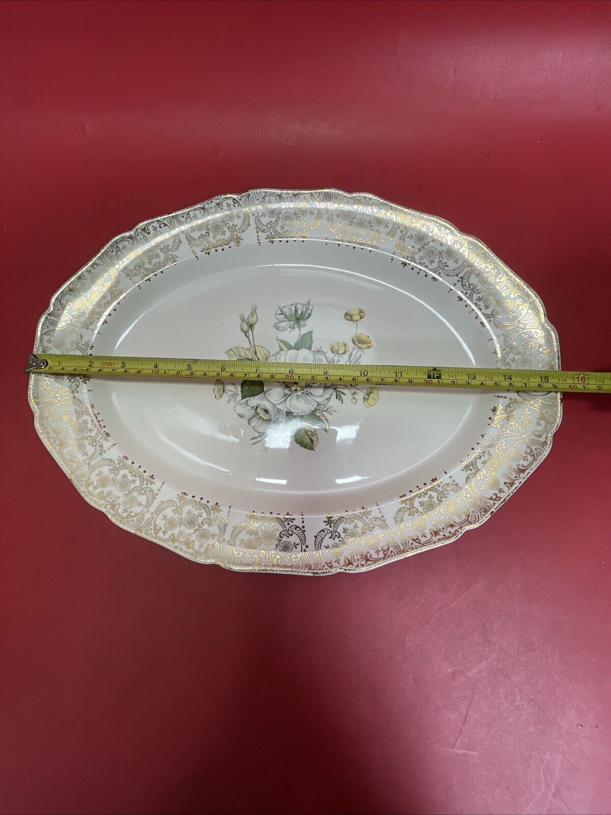 Vintage Val Worth Serving Platter  First Quality Victorian 22 Kt Gold 15”x11”