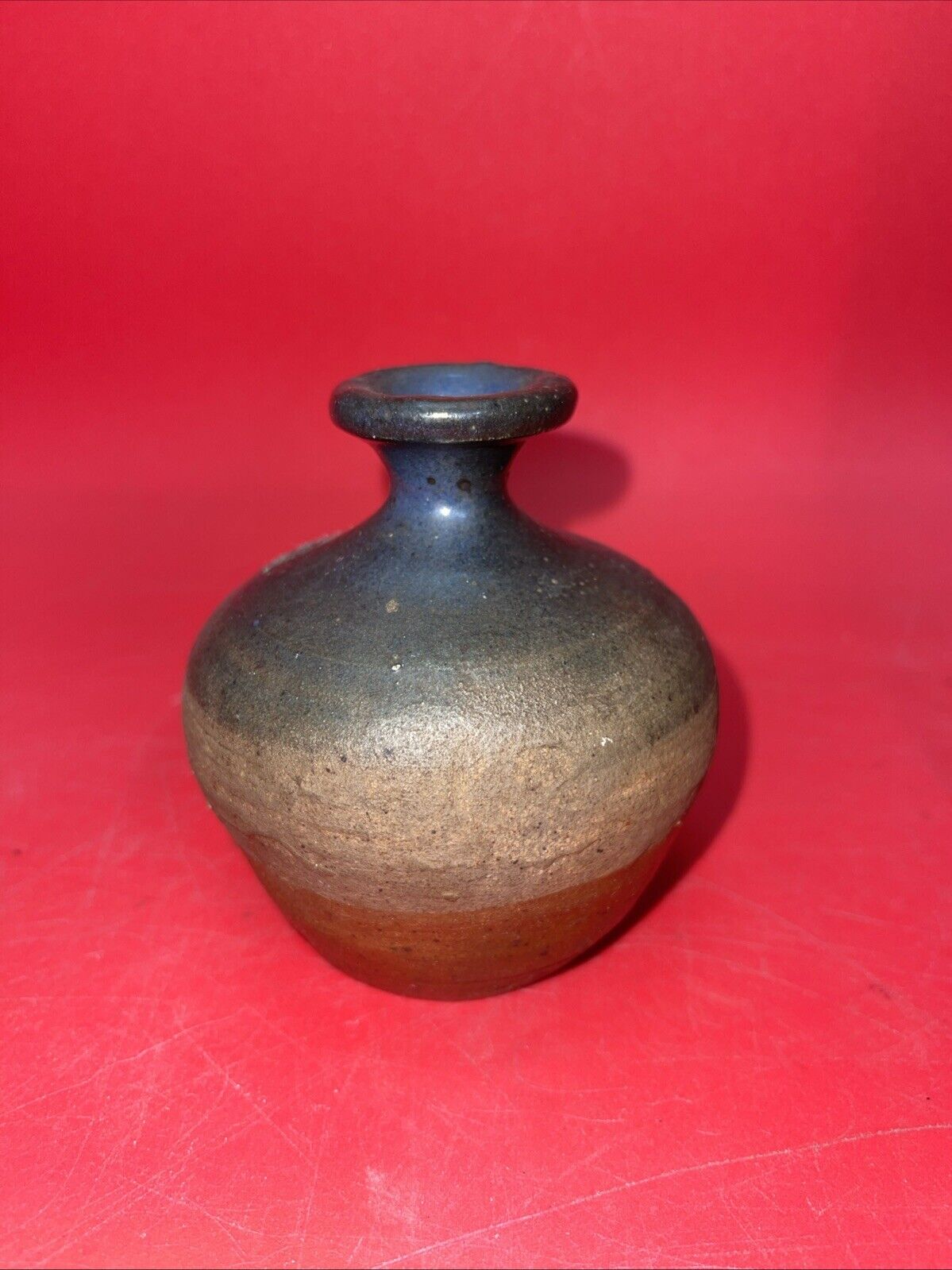Studio Art Pottery Stoneware Vase Artist Signed Hand Thrown Vintage 4”H