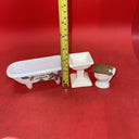 Vintage Dollhouse Furniture - Bathroom Porcelain or Ceramic - Tub, Sink, Tiolet