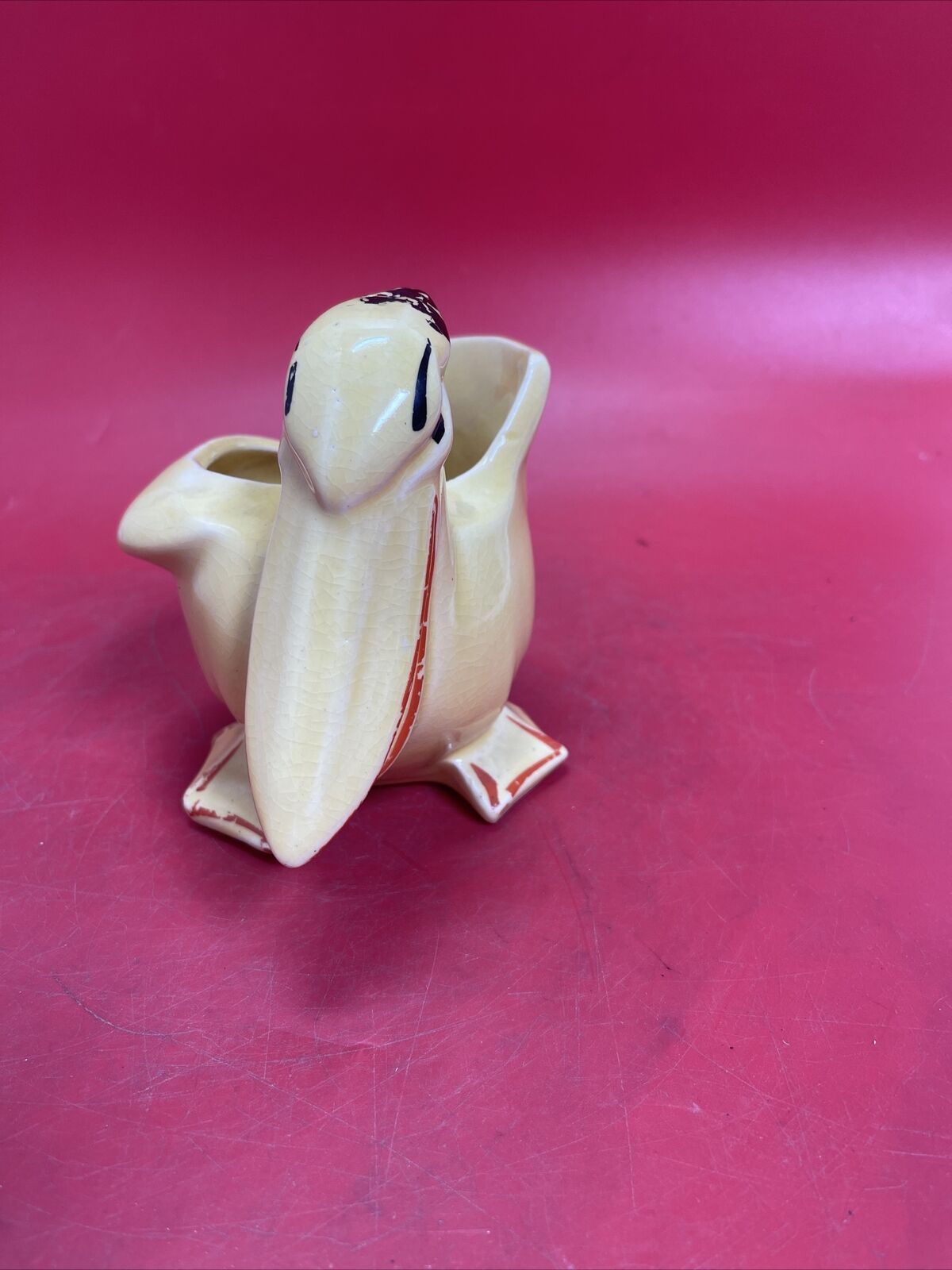 Vintage 1920s NELSON McCOY Cream/Yellow Pelican Ceramic Planter 5.25” T x 7.5” L