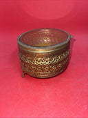 Vintage Gold Ormolu Oval Jewelry Casket Box Gold Velvet Beveled Glass Top 7”