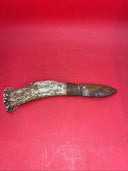 Antique Flint Knife with Deer Antler Handle,  Carving  Indian Face