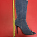 Women Ladies Denim Jean Boots Peep-toe Stiletto Heel Over The Knee Heels 7.5