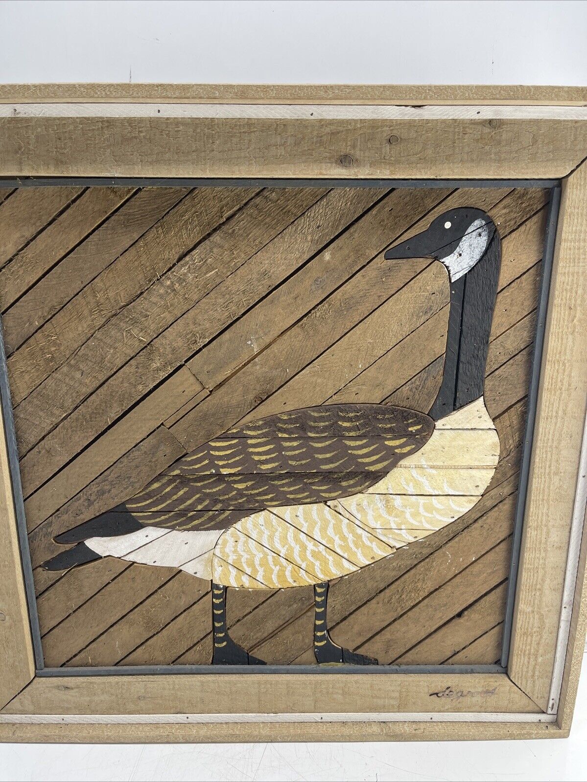 DEGROOT Theodore Wood Lath Candian Goose Folk Wall Art Rustic Large 25 x 25"