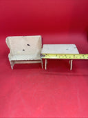 Vintage Aracade Cast Iron Doll House Miniature Table & Bench Chair