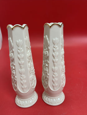 LENOX IVORY CHINA SMALL FLOWER/BUD Vase Butterfly China Set 2