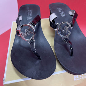 Michael Kors Black Patent Leather 3” Wedge Sandals Size 8