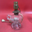 Vintage CLEAR GLASS Pedestal OIL LAMP BASE  ELECTRIFIED