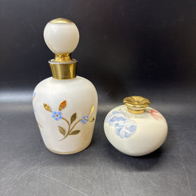 Vintage Perfume Bottles With Floral Design/ Lot Of 2