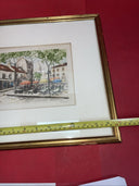 European Scene Framed Artist Print Signed Outdoor Street Cafe