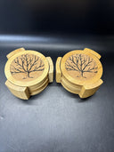 MODERN BAMBOO CORK TREE DESIGN SET OF 8 TABLE COASTERS